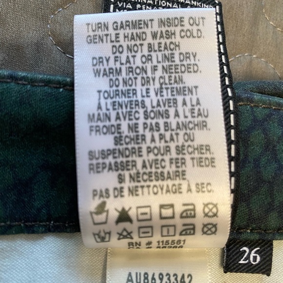 7 for all mankind jeans size 26, snake print green - Picture 8 of 11